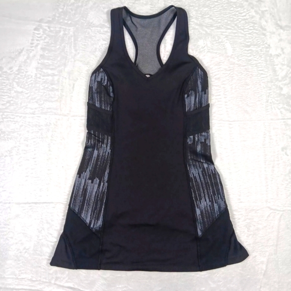 lululemon athletica Dresses & Skirts - Lululemon Dress Womens 4 Black Ace Scratch Match Mesh Cut Out Tennis Athleisure